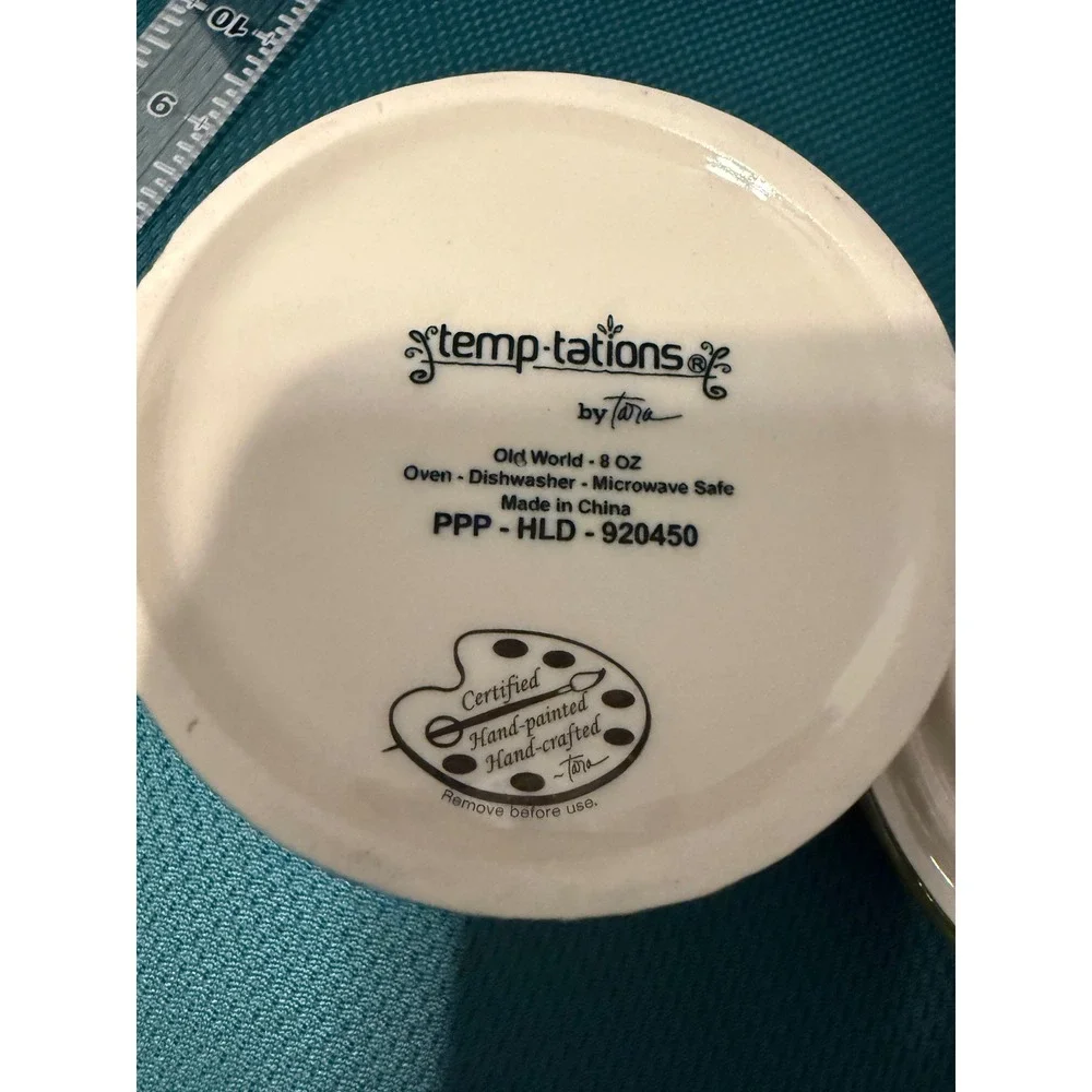 Temp-tations by Tara Old World Green 8 oz Lidded‎ Ramekin Hand Painted Ceramic